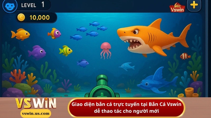 Giao diện bắn cá trực tuyến tại Bắn Cá Vswin dễ thao tác cho người mới