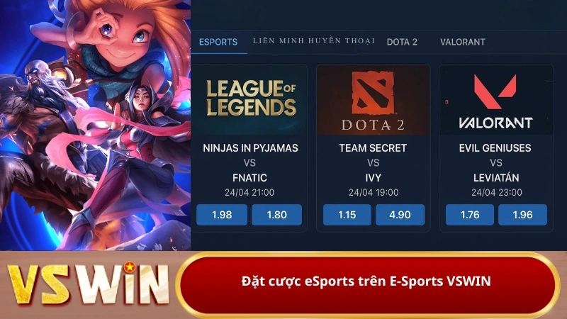 Đặt cược eSports trên E-Sports VSWIN