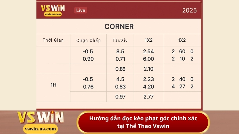 Hướng dẫn đọc kèo phạt góc chính xác tại Thể Thao Vswin