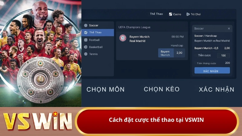 Cách đặt cược thể thao tại VSWIN