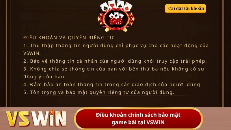 Điều khoản chính sách bảo mật game bài tại VSWIN