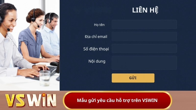 Mẫu gửi yêu cầu hỗ trợ trên VSWIN