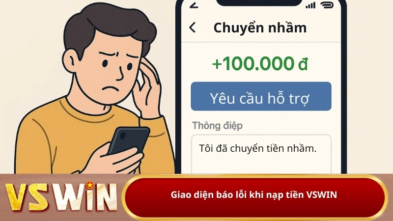 Giao diện báo lỗi khi nạp tiền VSWIN