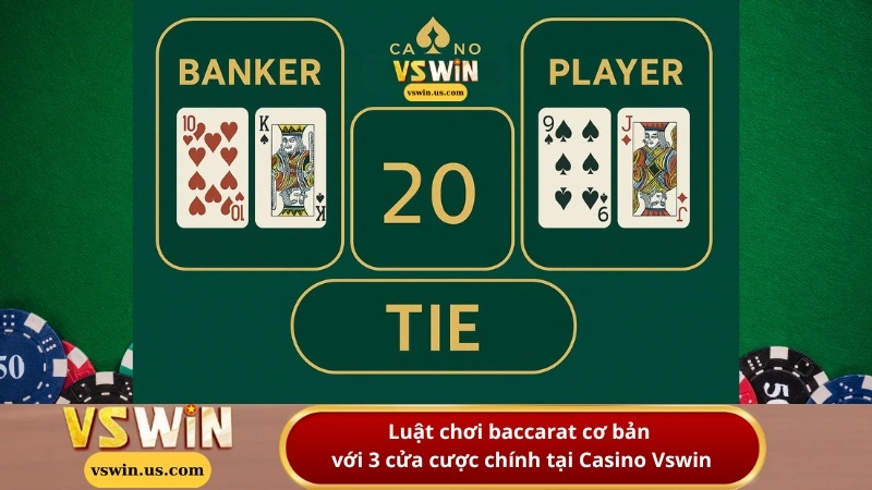 Luật chơi baccarat cơ bản với 3 cửa cược chính tại Casino Vswin