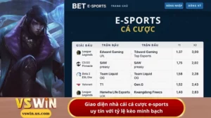 Giao diện nhà cái cá cược e-sports uy tín với tỷ lệ kèo minh bạch